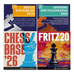 Coleção completa ChessBase 26 incluindo Fritz 20, Mega Database 2026 e Enciclopédia de Aberturas